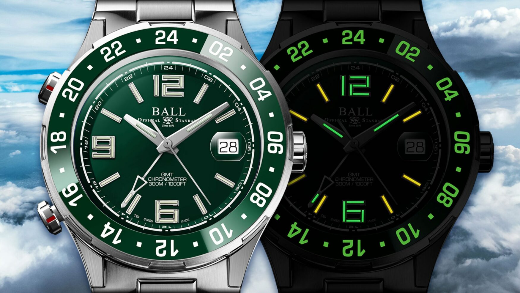 The Ball Engineer Roadmaster Pilot GMT Green offers a unique take on a true GMT